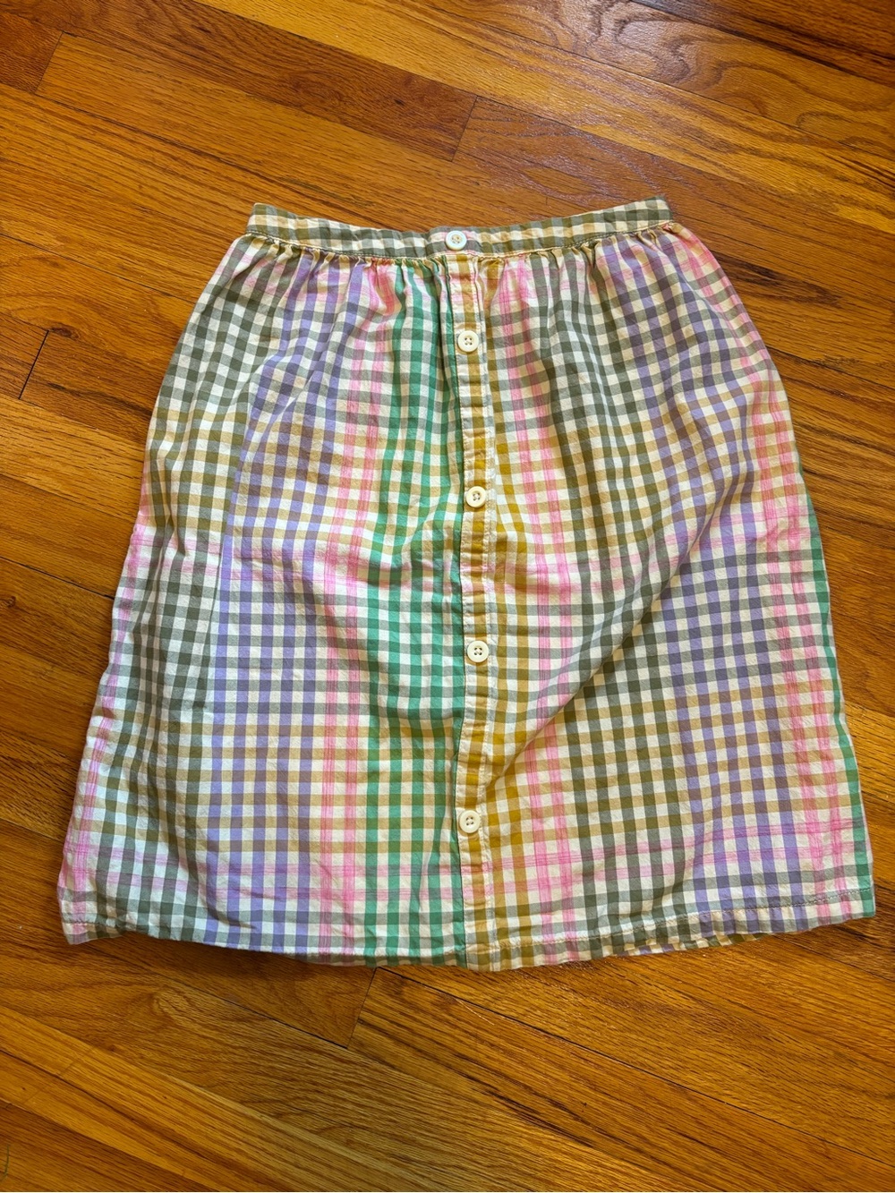 Free Assembly 100% Cotton Gingham Faux Button-Front Girl’s Skirt